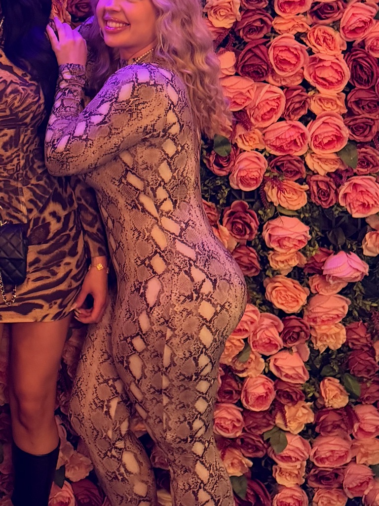 Naked Wardrobe Snake Animal Print Long Sleeve Close Toe Jumpsuit